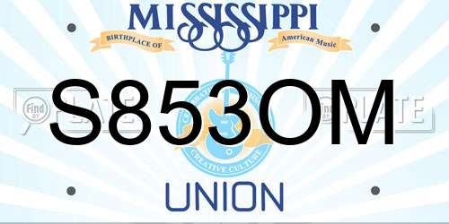 S853OM Mississippi License Plate