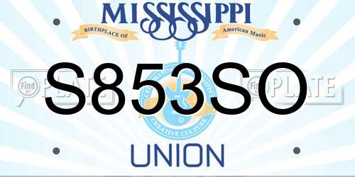 S853SO Mississippi License Plate