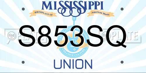 S853SQ Mississippi License Plate