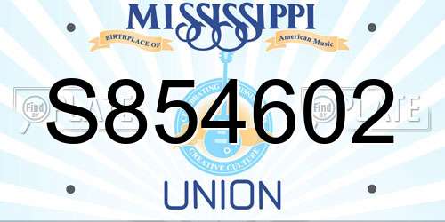 S854602 Mississippi License Plate