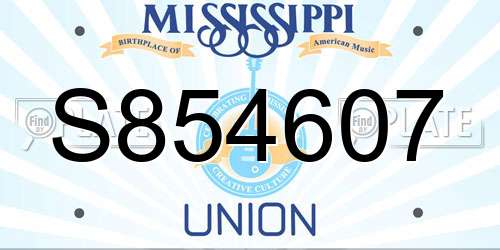 S854607 Mississippi License Plate