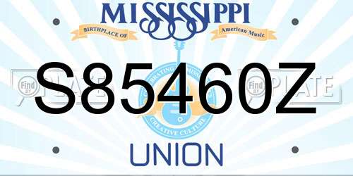 S85460Z Mississippi License Plate