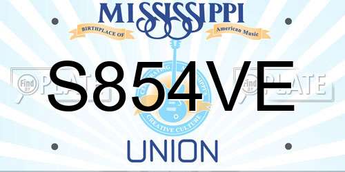 S854VE Mississippi License Plate