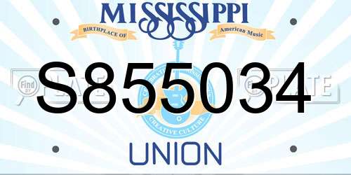S855034 Mississippi License Plate