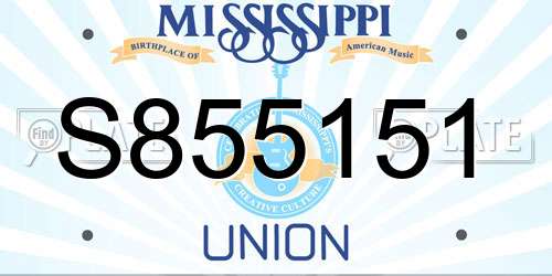 S855151 Mississippi License Plate