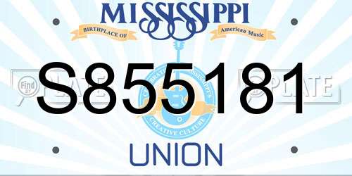 S855181 Mississippi License Plate
