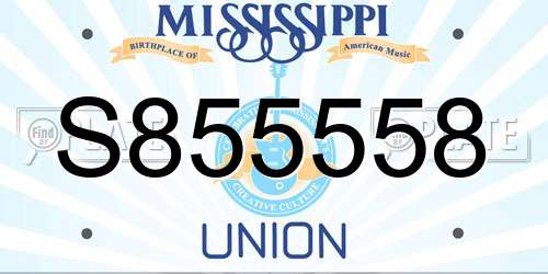 S855558 Mississippi License Plate
