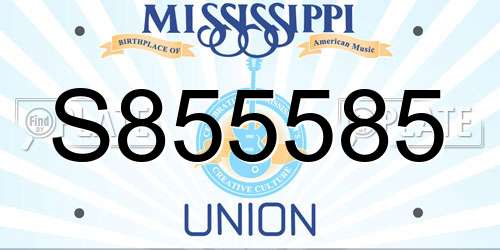 S855585 Mississippi License Plate