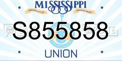 S855858 Mississippi License Plate