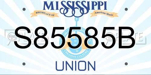 S85585B Mississippi License Plate