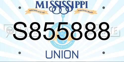 S855888 Mississippi License Plate