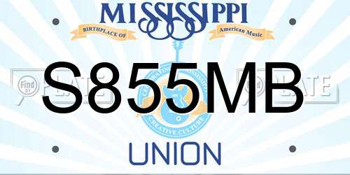 S855MB Mississippi License Plate