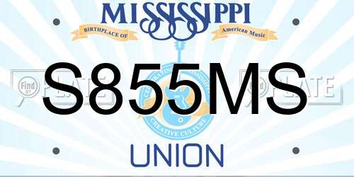 S855MS Mississippi License Plate