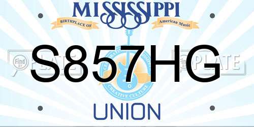 S857HG Mississippi License Plate