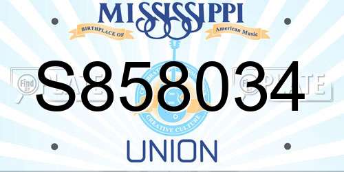 S858034 Mississippi License Plate