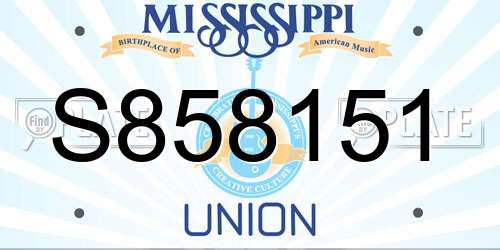 S858151 Mississippi License Plate