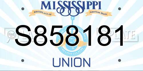 S858181 Mississippi License Plate