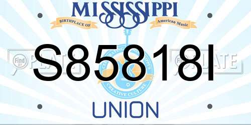 S85818I Mississippi License Plate