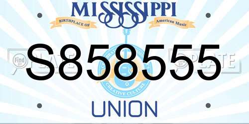 S858555 Mississippi License Plate