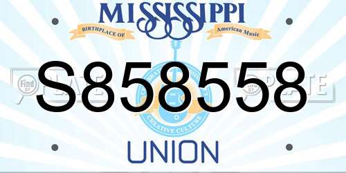 S858558 Mississippi License Plate