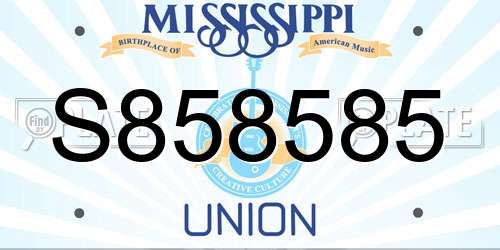 S858585 Mississippi License Plate
