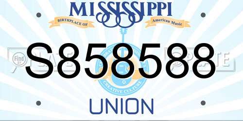 S858588 Mississippi License Plate