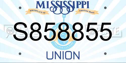 S858855 Mississippi License Plate