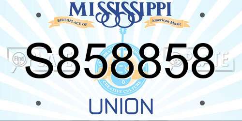 S858858 Mississippi License Plate