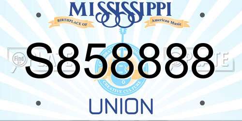 S858888 Mississippi License Plate