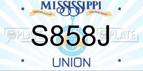 S858J Mississippi License Plate