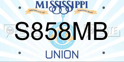 S858MB Mississippi License Plate