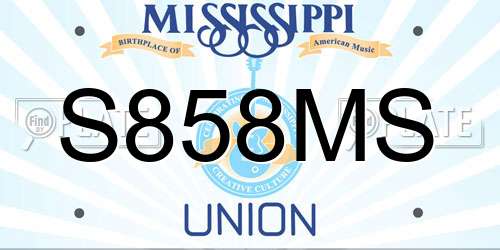 S858MS Mississippi License Plate