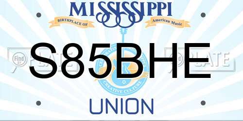 S85BHE Mississippi License Plate
