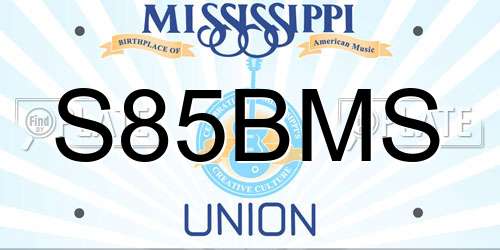 S85BMS Mississippi License Plate