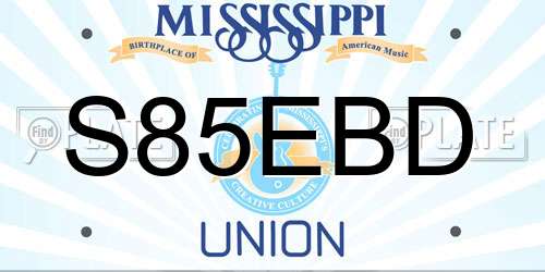 S85EBD Mississippi License Plate
