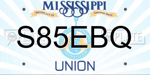 S85EBQ Mississippi License Plate