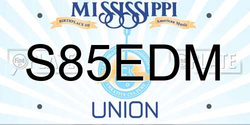 S85EDM Mississippi License Plate