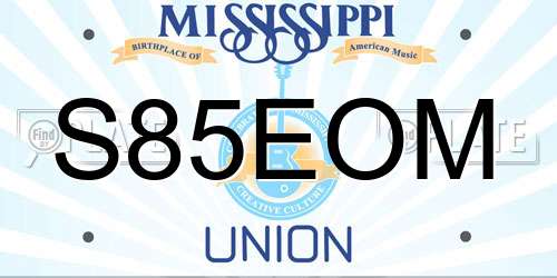 S85EOM Mississippi License Plate
