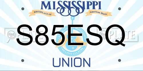 S85ESQ Mississippi License Plate