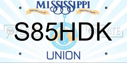 S85HDK Mississippi License Plate