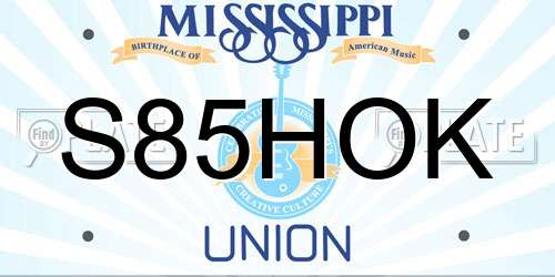 S85HOK Mississippi License Plate