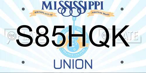 S85HQK Mississippi License Plate
