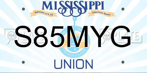 S85MYG Mississippi License Plate