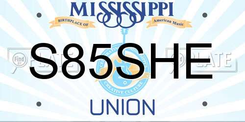 S85SHE Mississippi License Plate