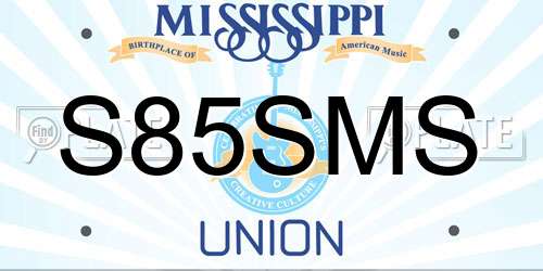 S85SMS Mississippi License Plate