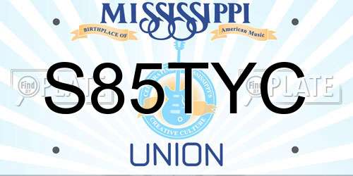 S85TYC Mississippi License Plate