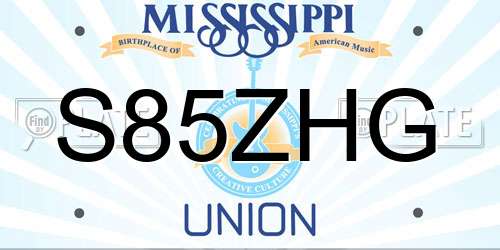 S85ZHG Mississippi License Plate