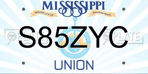 S85ZYC Mississippi License Plate