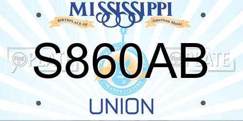 S860AB Mississippi License Plate
