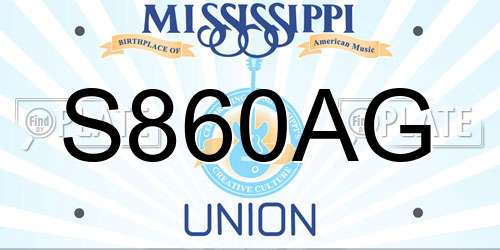 S860AG Mississippi License Plate
